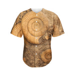 Ammonite Shell Fossil Print Men's Baseball Jersey