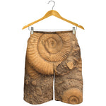 Ammonite Shell Fossil Print Men's Shorts