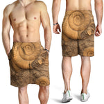 Ammonite Shell Fossil Print Men's Shorts
