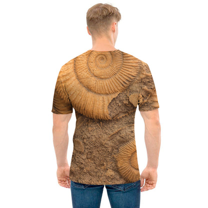 Ammonite Shell Fossil Print Men's T-Shirt