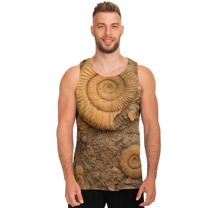 Ammonite Shell Fossil Print Men's Tank Top