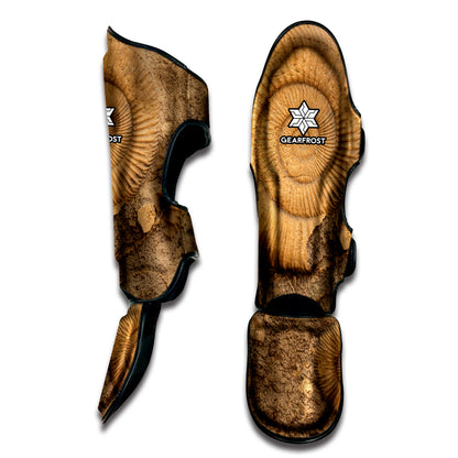 Ammonite Shell Fossil Print Muay Thai Shin Guard