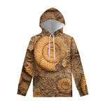 Ammonite Shell Fossil Print Pullover Hoodie