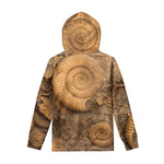 Ammonite Shell Fossil Print Pullover Hoodie