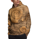 Ammonite Shell Fossil Print Pullover Hoodie
