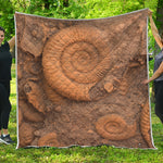 Ammonite Shell Fossil Print Quilt