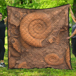 Ammonite Shell Fossil Print Quilt