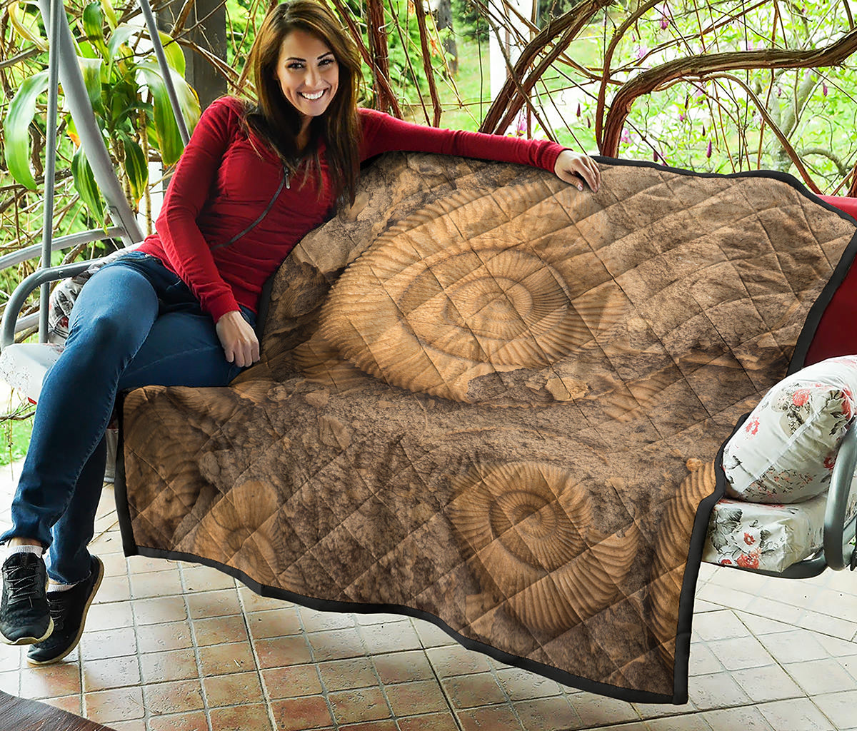 Ammonite Shell Fossil Print Quilt