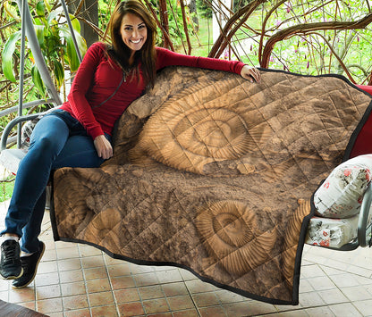 Ammonite Shell Fossil Print Quilt