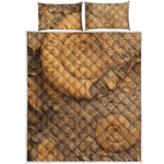 Ammonite Shell Fossil Print Quilt Bed Set