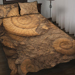 Ammonite Shell Fossil Print Quilt Bed Set