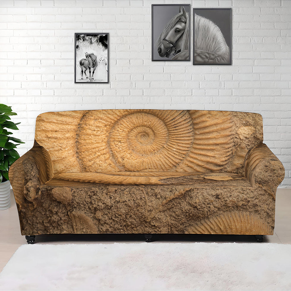 Ammonite Shell Fossil Print Sofa Cover