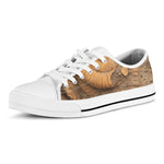 Ammonite Shell Fossil Print White Low Top Shoes