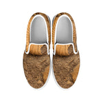 Ammonite Shell Fossil Print White Slip On Shoes