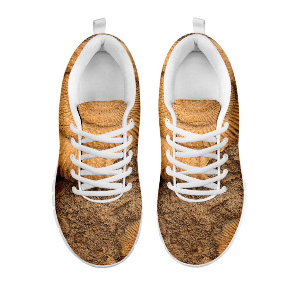 Ammonite Shell Fossil Print White Sneakers