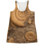 Ammonite Shell Fossil Print Women's Racerback Tank Top