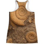 Ammonite Shell Fossil Print Women's Racerback Tank Top