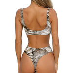 Ammonoidea Fossil Print Front Bow Tie Bikini