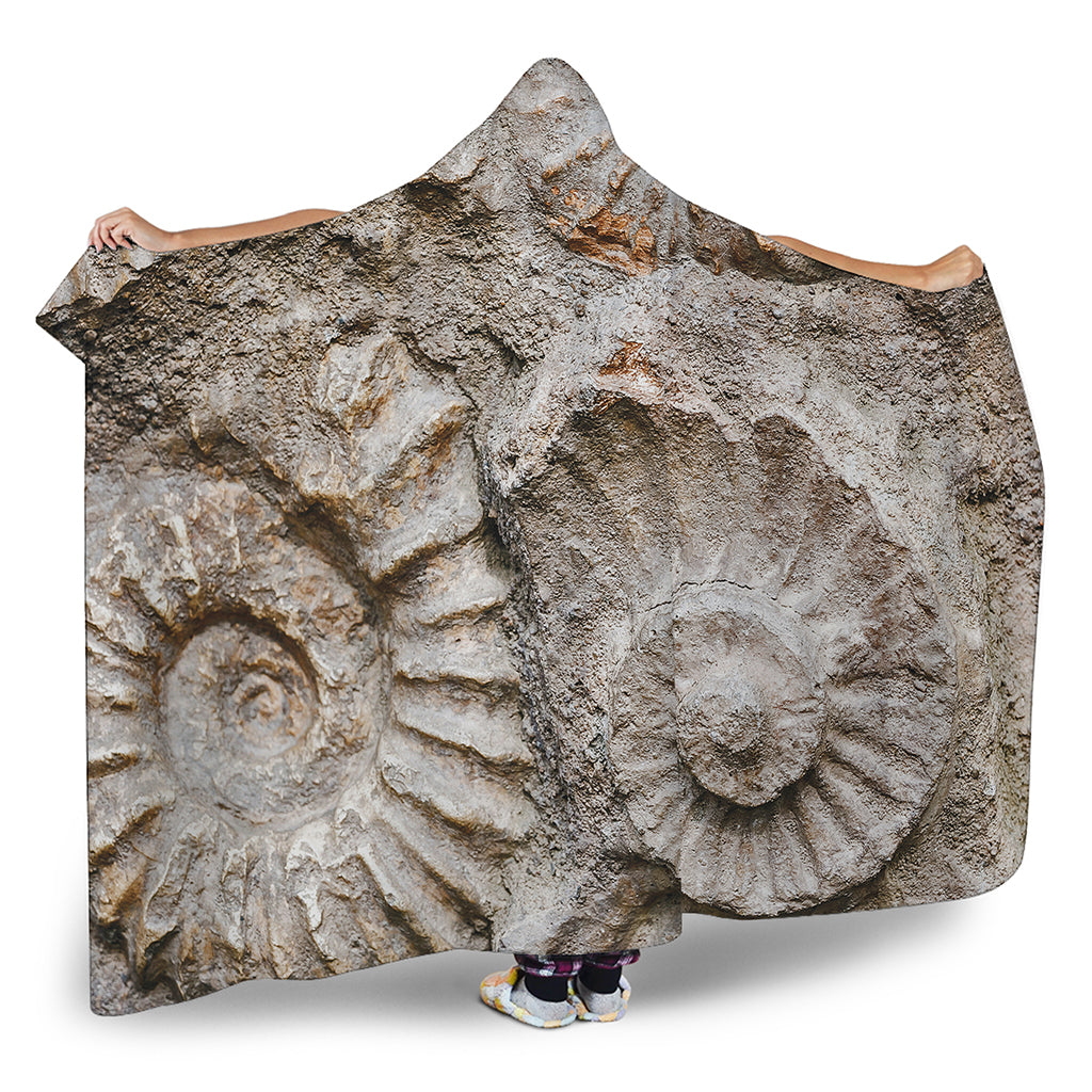 Ammonoidea Fossil Print Hooded Blanket