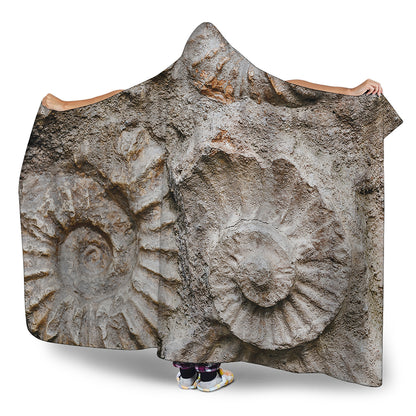 Ammonoidea Fossil Print Hooded Blanket