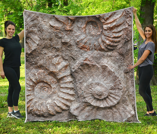 Ammonoidea Fossil Print Quilt