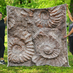Ammonoidea Fossil Print Quilt