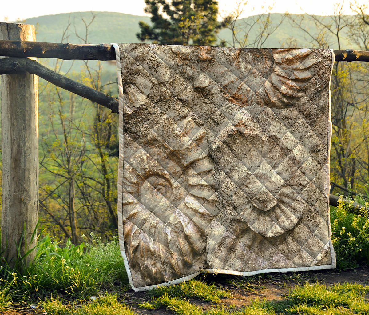 Ammonoidea Fossil Print Quilt