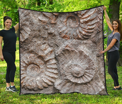 Ammonoidea Fossil Print Quilt