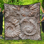 Ammonoidea Fossil Print Quilt