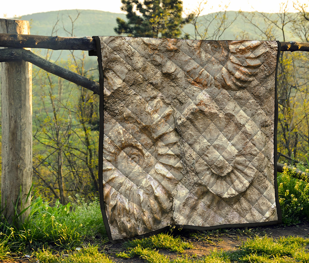Ammonoidea Fossil Print Quilt