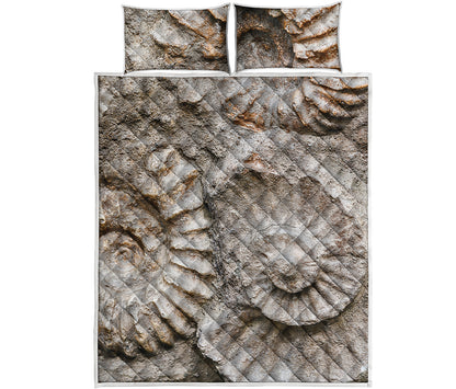 Ammonoidea Fossil Print Quilt Bed Set