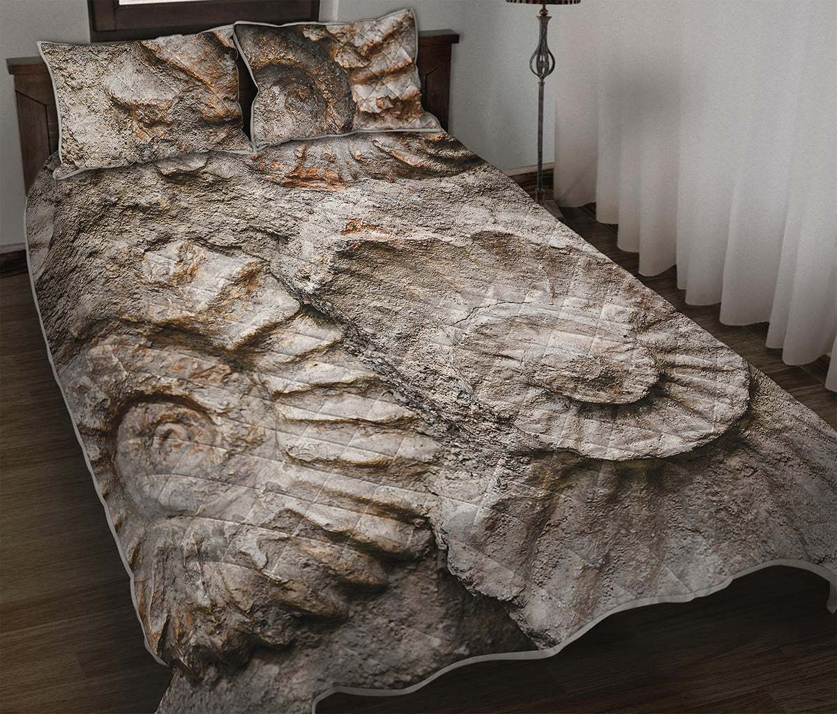Ammonoidea Fossil Print Quilt Bed Set