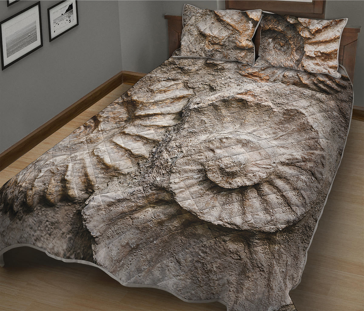 Ammonoidea Fossil Print Quilt Bed Set