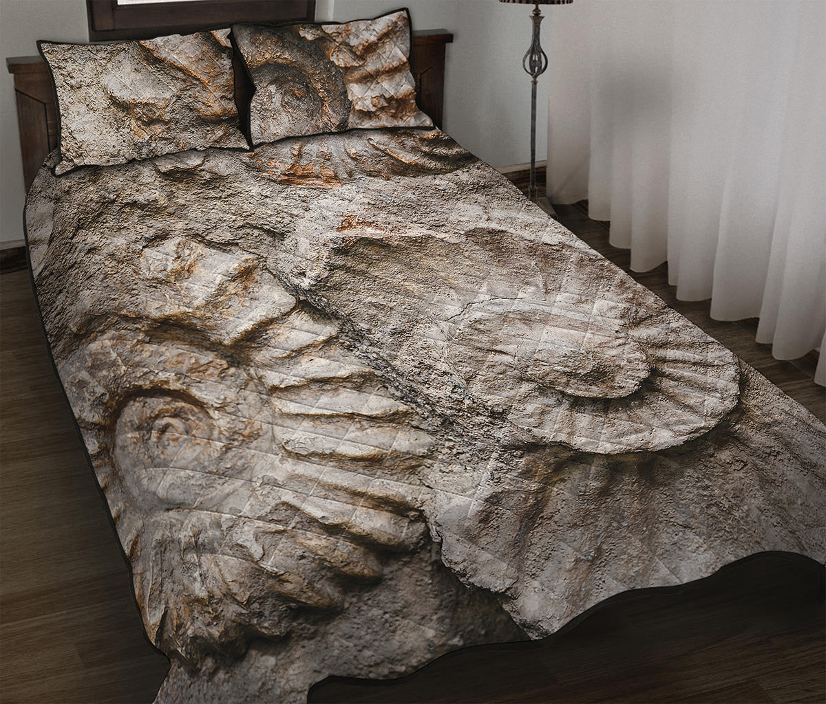 Ammonoidea Fossil Print Quilt Bed Set