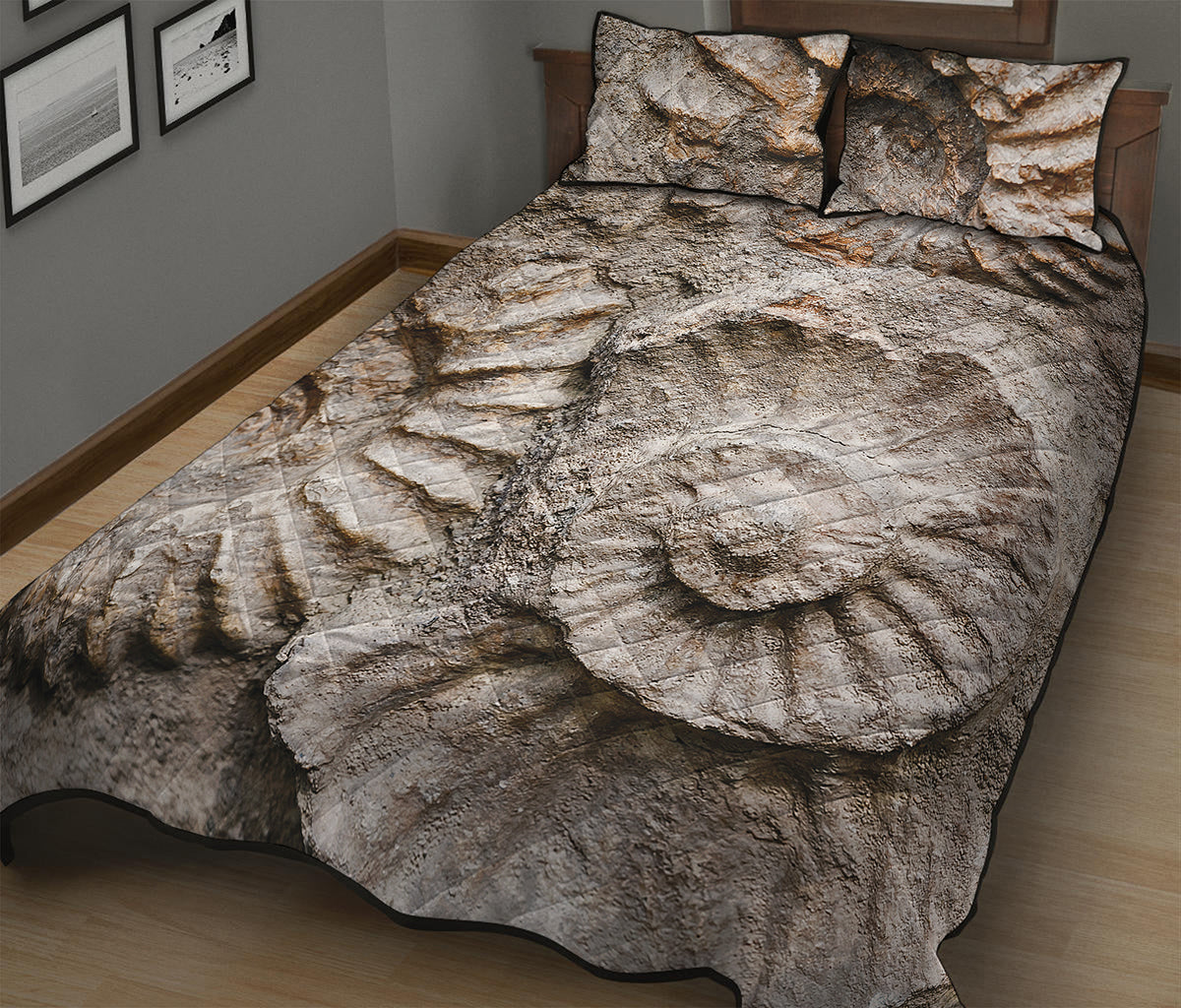 Ammonoidea Fossil Print Quilt Bed Set