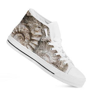 Ammonoidea Fossil Print White High Top Shoes