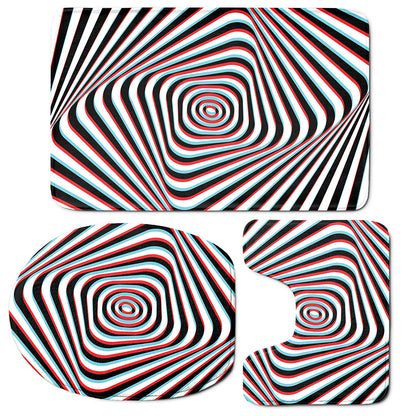 Anaglyph Optical Illusion Print 3 Piece Bath Mat Set