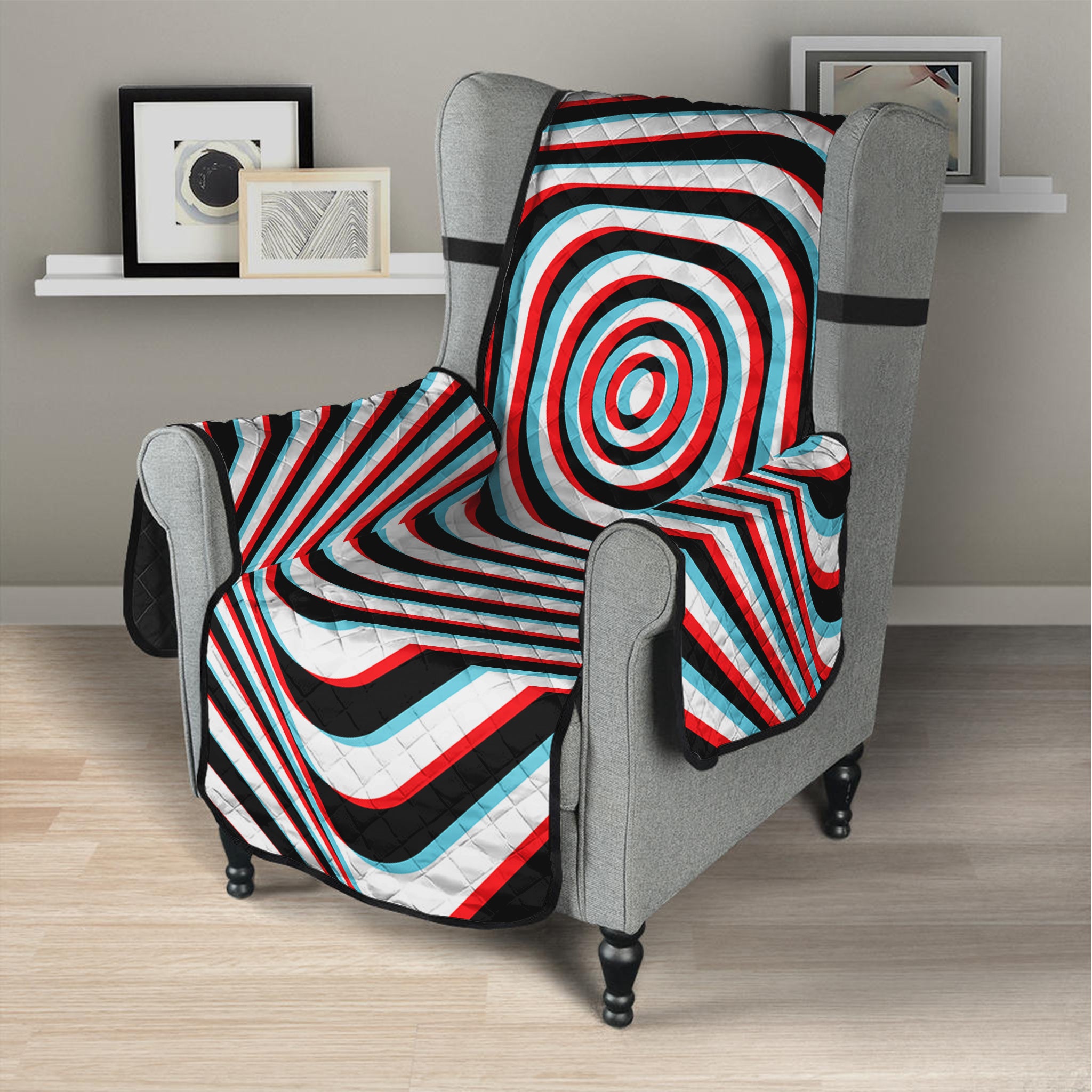 Anaglyph Optical Illusion Print Armchair Protector