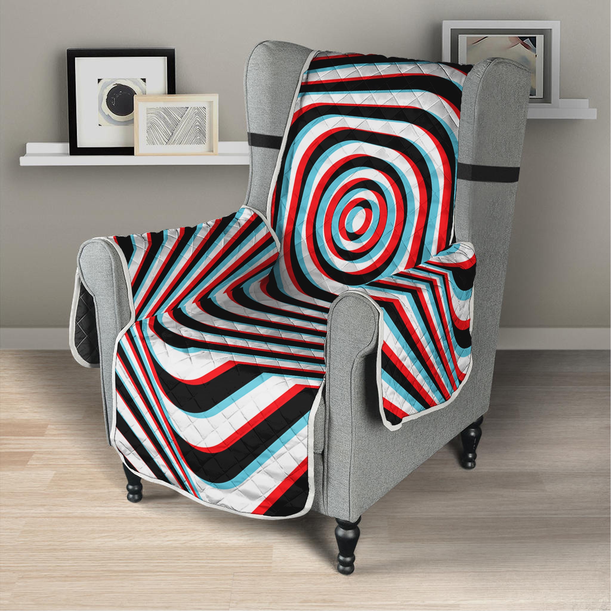 Anaglyph Optical Illusion Print Armchair Protector