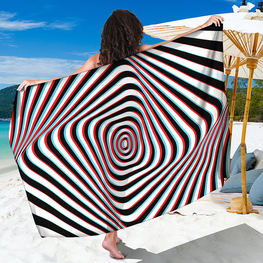 Anaglyph Optical Illusion Print Beach Sarong Wrap