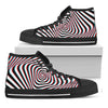 Anaglyph Optical Illusion Print Black High Top Shoes
