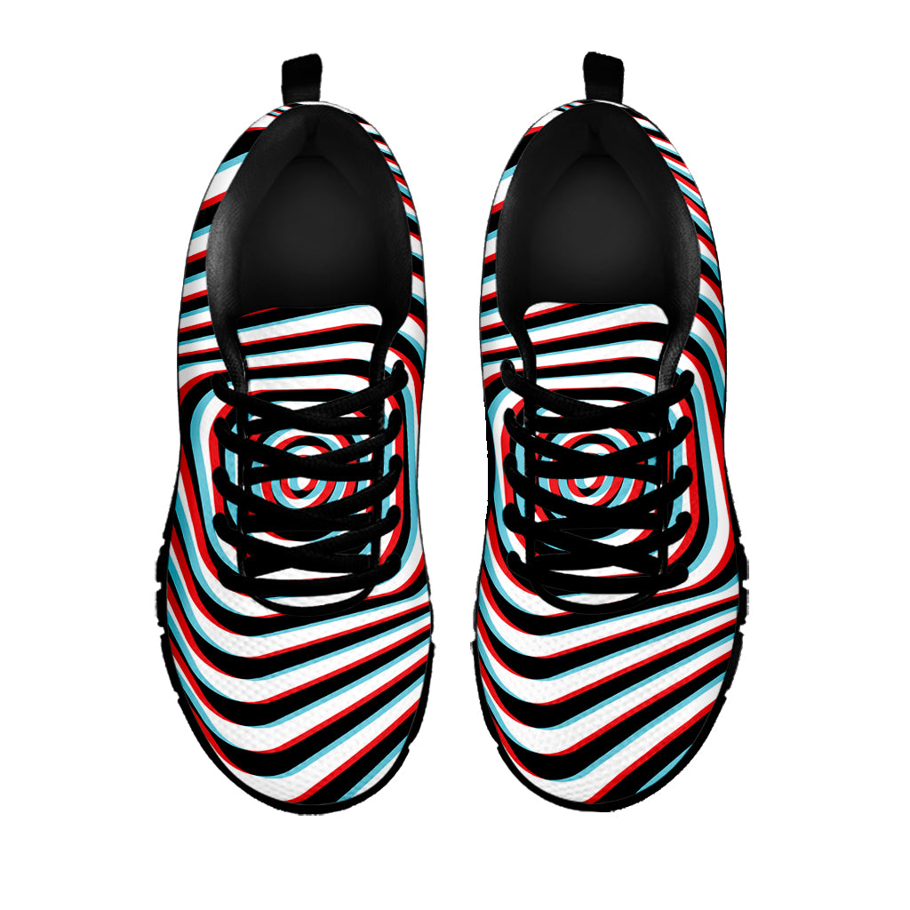 Anaglyph Optical Illusion Print Black Sneakers
