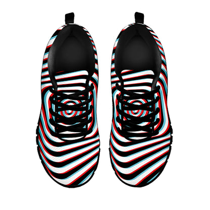 Anaglyph Optical Illusion Print Black Sneakers