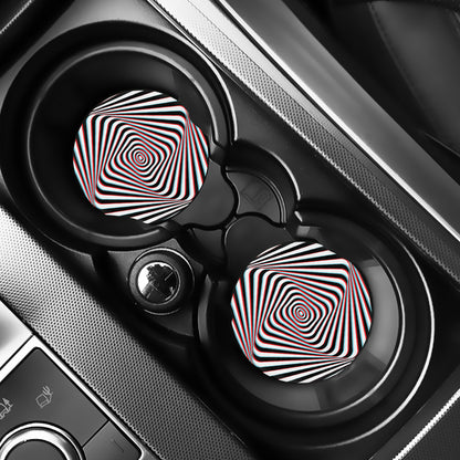 Anaglyph Optical Illusion Print Car Coasters