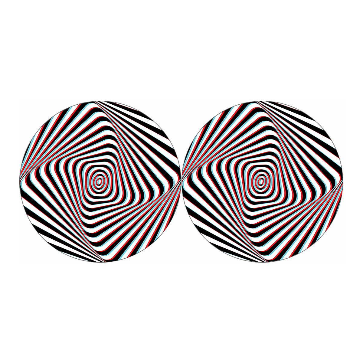 Anaglyph Optical Illusion Print Car Coasters