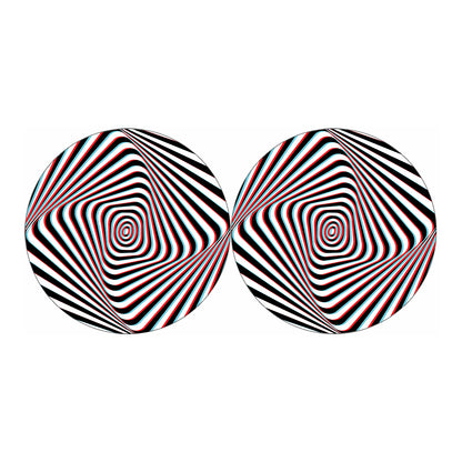 Anaglyph Optical Illusion Print Car Coasters