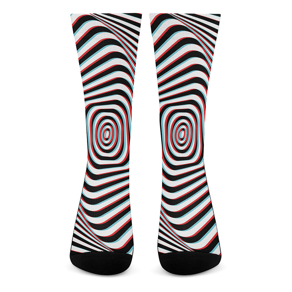 Anaglyph Optical Illusion Print Crew Socks