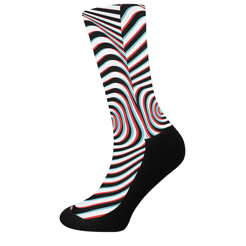 Anaglyph Optical Illusion Print Crew Socks