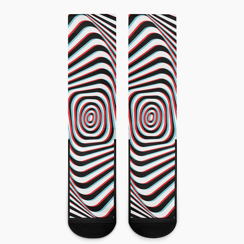 Anaglyph Optical Illusion Print Crew Socks