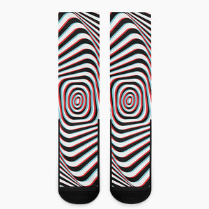 Anaglyph Optical Illusion Print Crew Socks